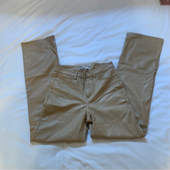 Melina pants lookalike! Faux leather beige nude flare out pants - Picture 3 of 8